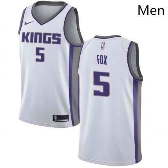 Mens Nike Sacramento Kings 5 DeAaron Fox Authentic White NBA Jersey Association Edition